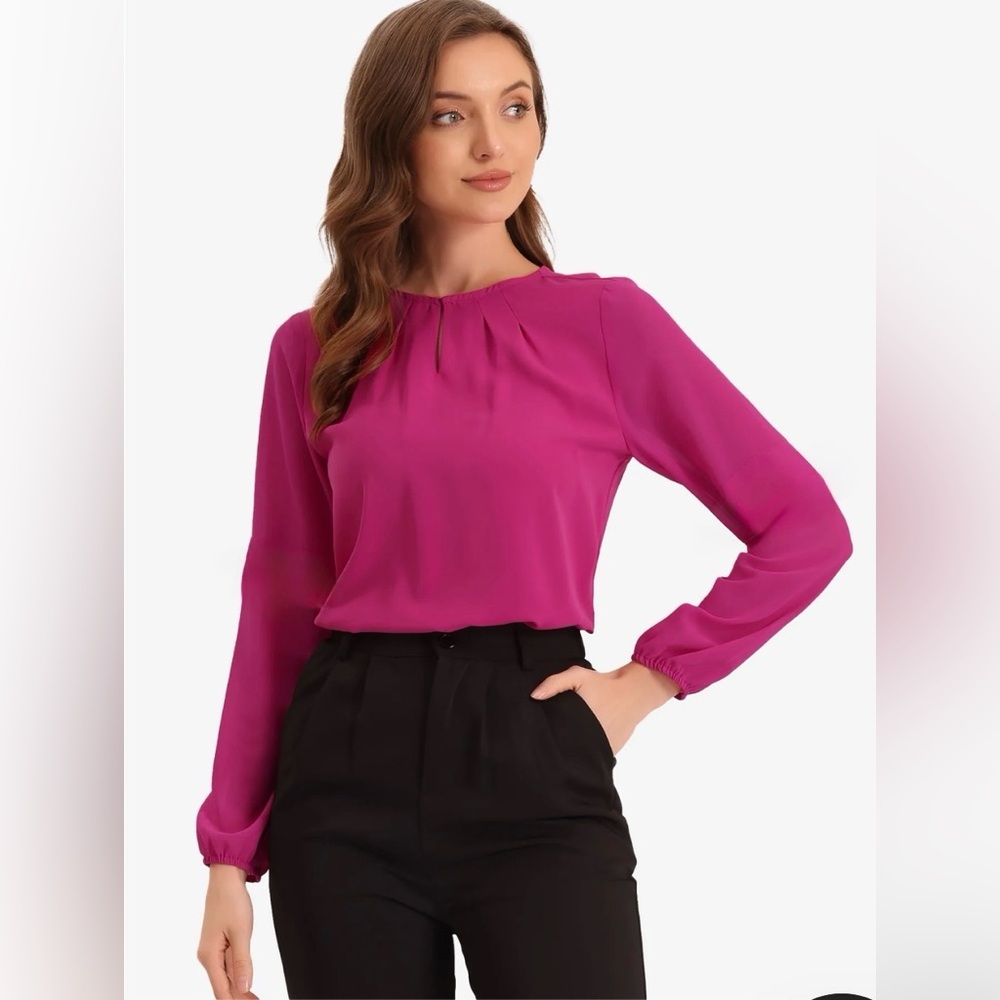 Dleione~ 💕Fuchsia Flow Blouse – Elegant, Flowy & Effortlessly Chic~Size L💕